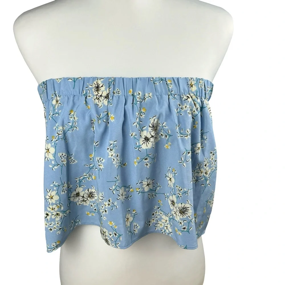 Amaryllis x Dani Austin Cassidy Blue Floral Convertible Tank Crop Top Small